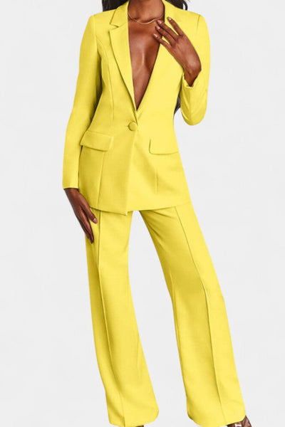 Marnie Conjunto de Blazer Personalizado y Pantalones de Pierna Ancha