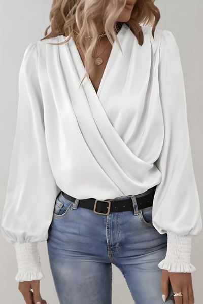 Quinn Blusa Chic de Manga Larga con Escote en V