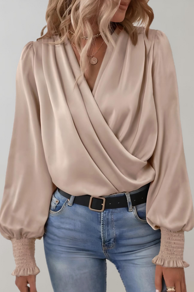 Quinn Blusa Chic de Manga Larga con Escote en V