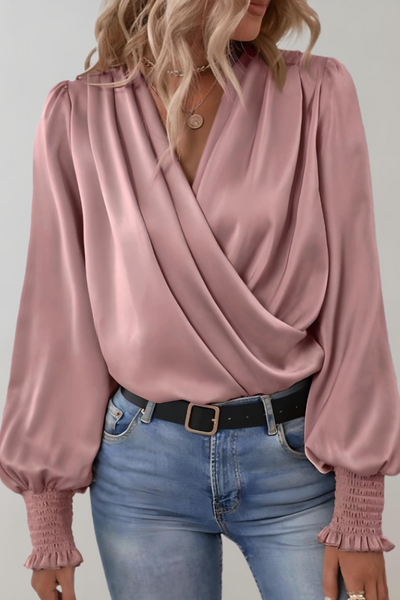 Quinn Blusa Chic de Manga Larga con Escote en V