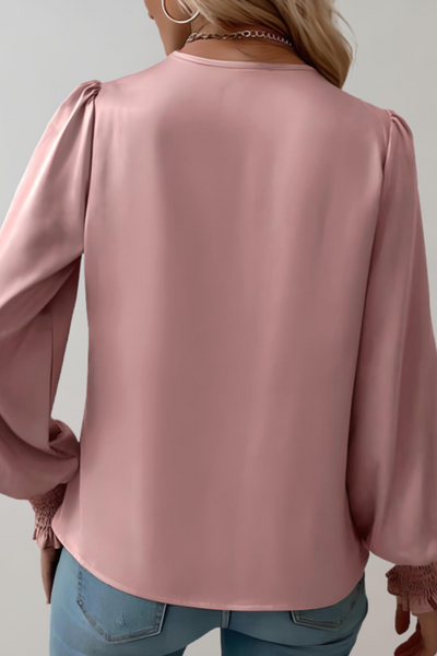 Quinn Blusa Chic de Manga Larga con Escote en V