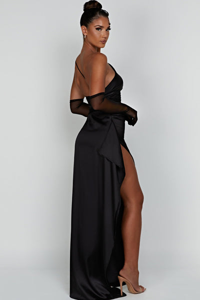 Vestido Maxi de Un Solo Hombro Emberly con Abertura Lateral Alta