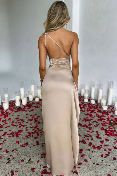 Vestido Maxi de Un Solo Hombro Emberly con Abertura Lateral Alta