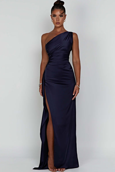 Vestido Maxi de Un Solo Hombro Emberly con Abertura Lateral Alta