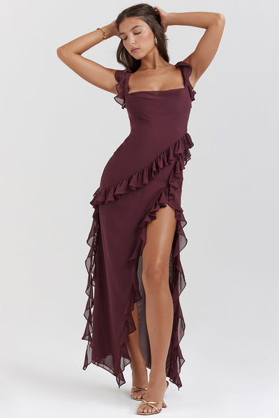 Riana™ Vestido Vaporoso con Volantes y Escote en Agua