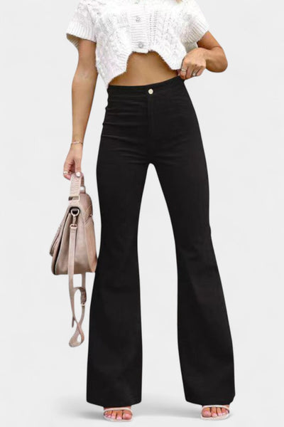 Kiara Pantalones de Terciopelo de Cintura Alta y Pierna Ancha