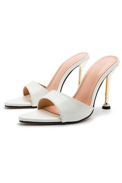 Sandalias de tacón alto con punta abierta y diseño sin correa en el tobillo