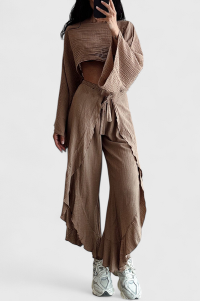 Conjunto Elsie: Kimono y Pantalón Cruzado Fluido