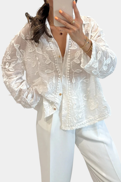 Prairie Camisa Bordada con Encaje