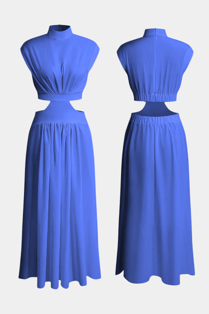 Conjunto Largo Minimalista Jocelyn con Escote Alto y Abertura Lateral