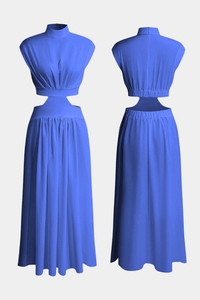 Conjunto Largo Minimalista Jocelyn con Escote Alto y Abertura Lateral