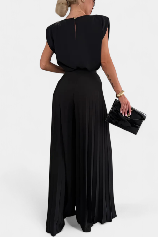 Liora Conjunto de Dos Piezas: Top Estructurado y Pantalón Plisado