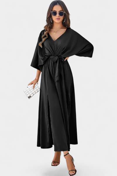 Milly Vestido Chic con Cinta y Abertura