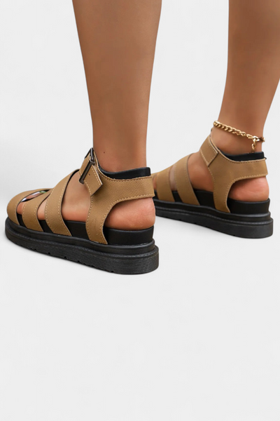 Sandalias de Plataforma Renes con Correas Múltiples y Hebilla Ajustable