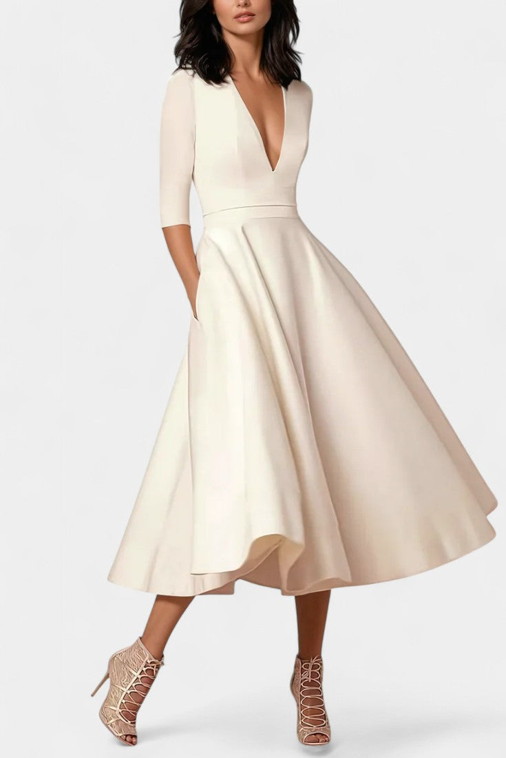 Nylah Vestido Midi A-Line de Estilo Vintage