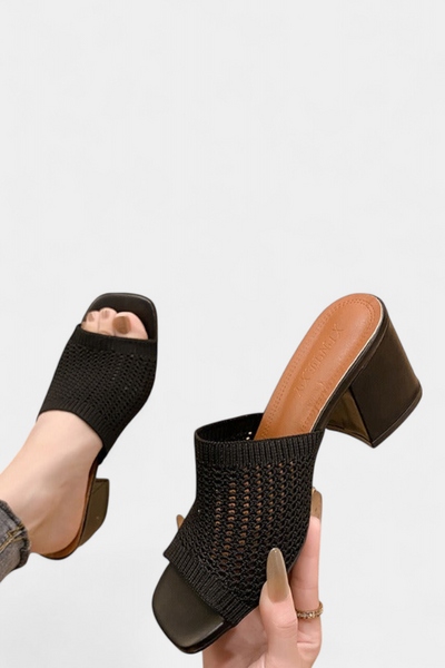 Sandalias de Tacón Christy con Malla Transpirable y Diseño Cuadrado