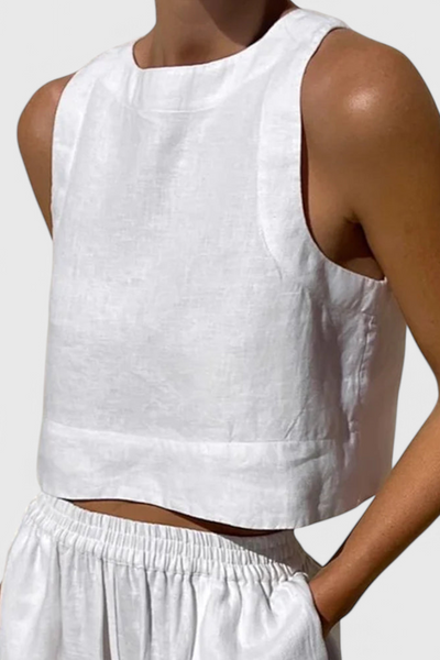 Avelina Conjunto Minimalista de Algodón y Lino Liviano