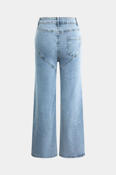 Evian Rhinestone-Embellished Ripped Straight-Leg Jeans