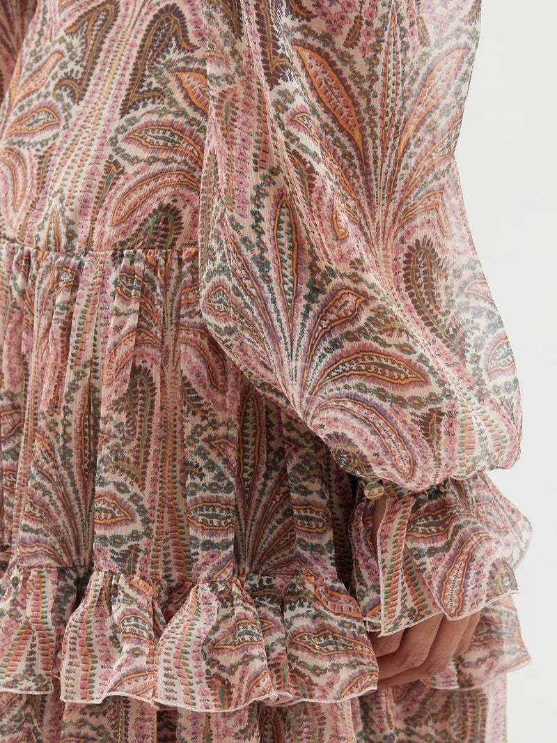 Ayla Vestido Maxi con Estampado Paisley Retro