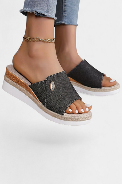 Sandalias de Plataforma Abiertas Betina en Tejido Natural