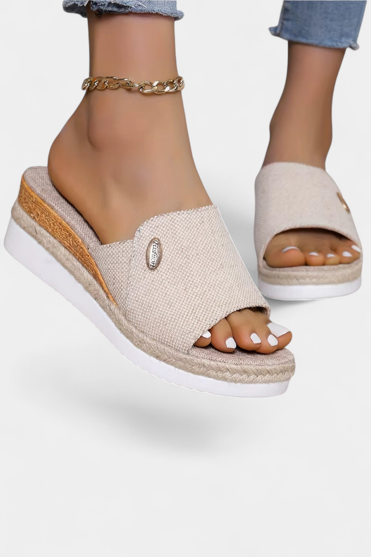 Sandalias de Plataforma Abiertas Betina en Tejido Natural
