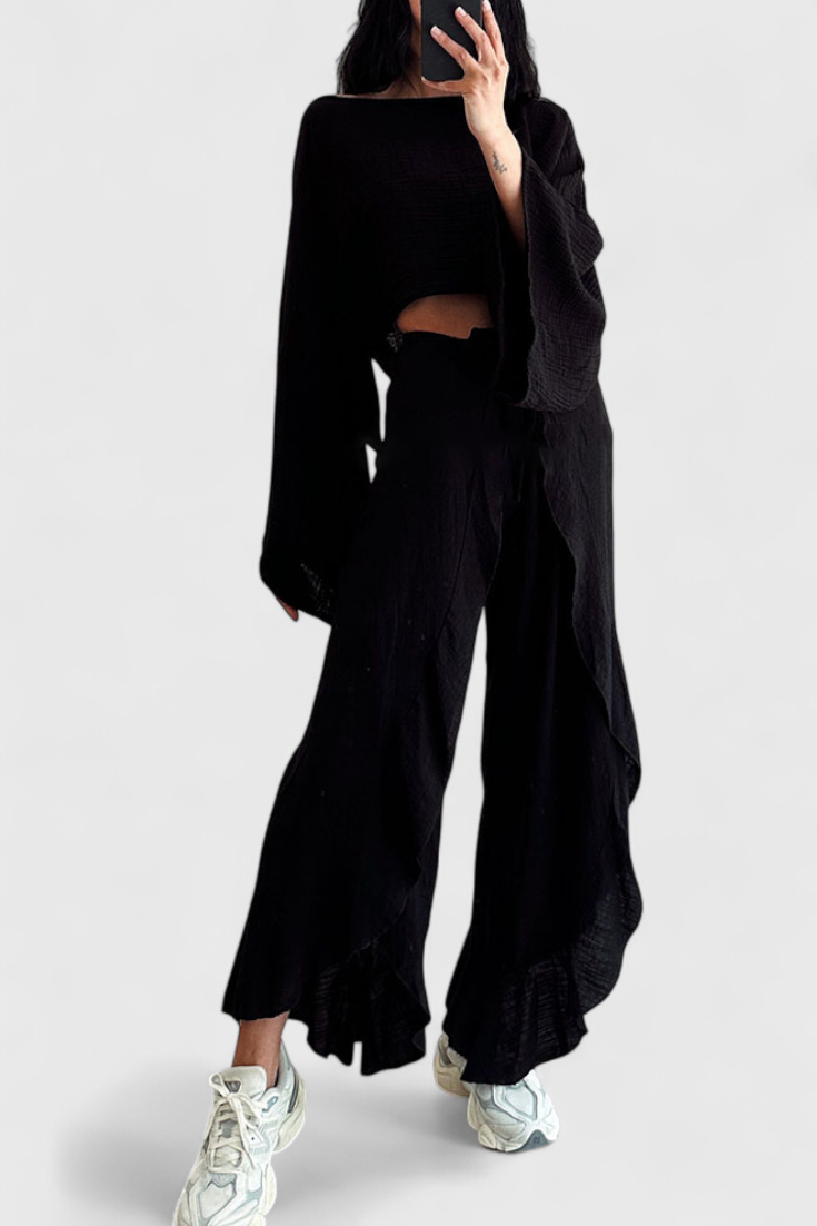 Conjunto Elsie: Kimono y Pantalón Cruzado Fluido