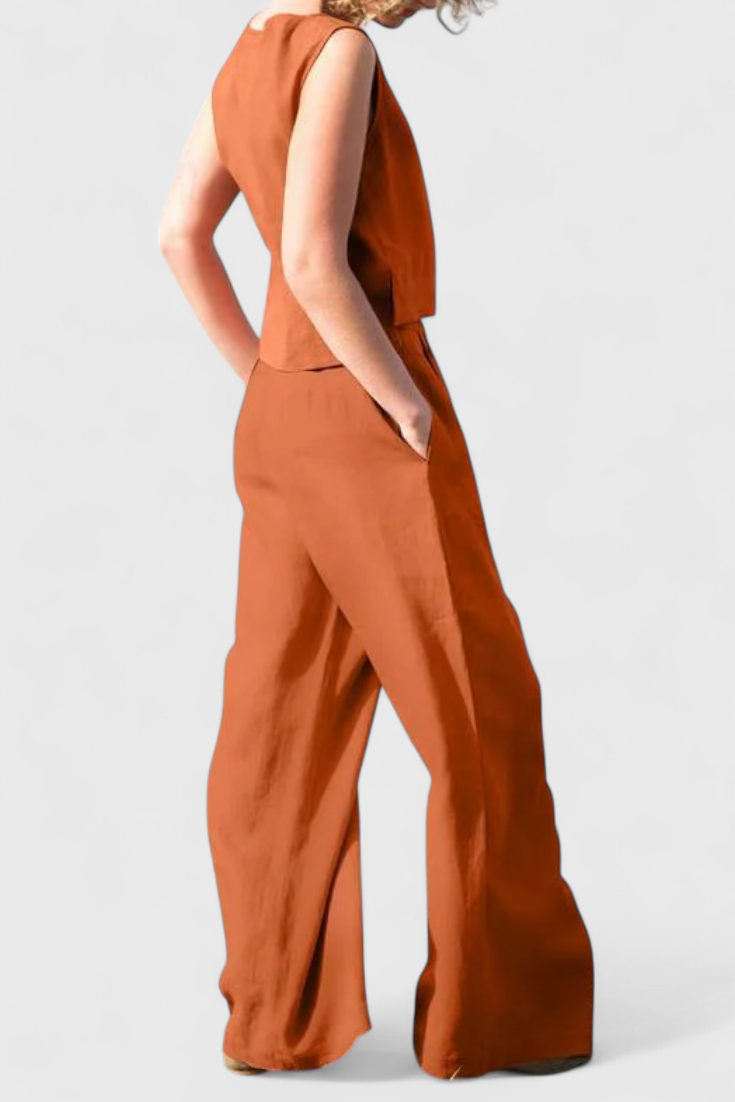 Yvanne Conjunto Vintage Sin Mangas para el Verano
