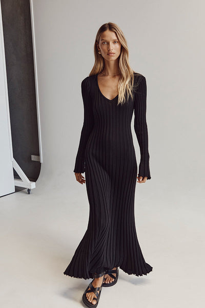 Darla Vestido de Punto Acanalado con Cinturón Ajustable