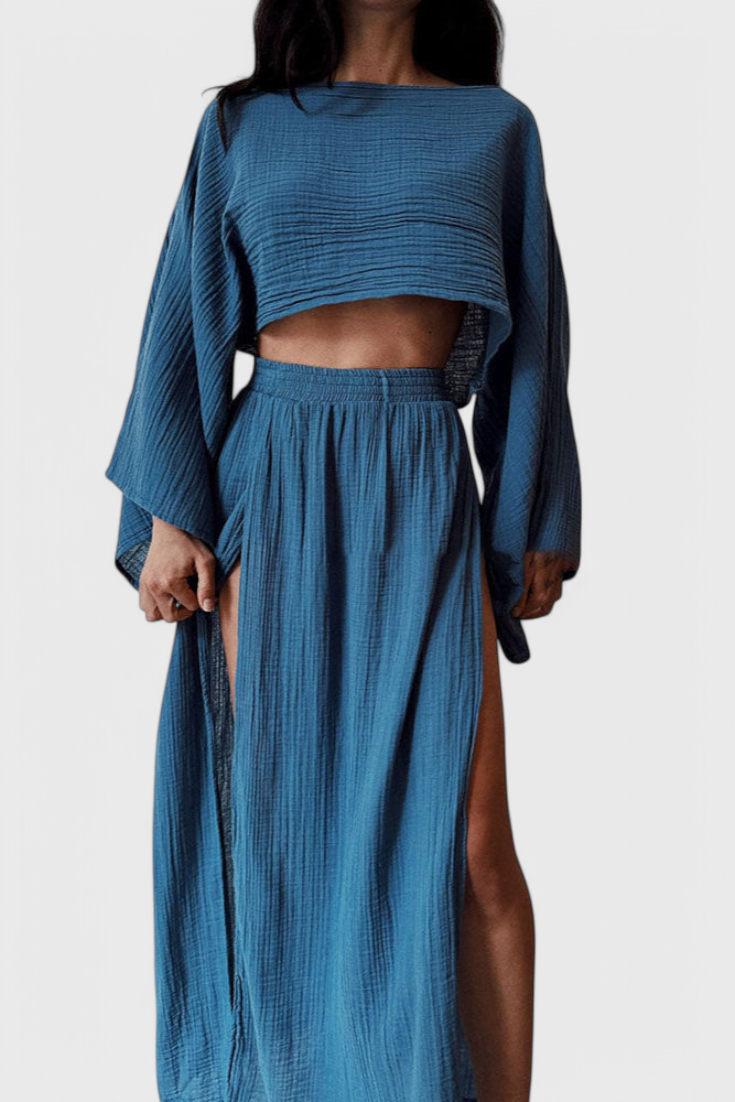 Martha Conjunto de Dos Piezas con Falda de Corte Alto