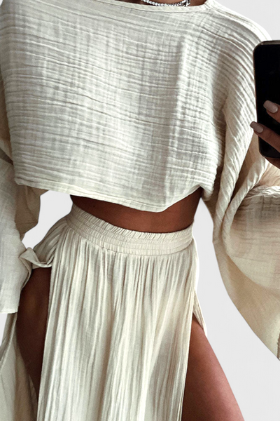 Martha Conjunto de Dos Piezas con Falda de Corte Alto
