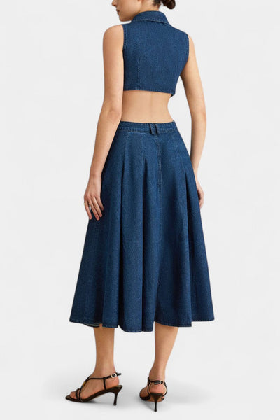Vestido Sin Mangas de Mezclilla Alia con Corte Moderno