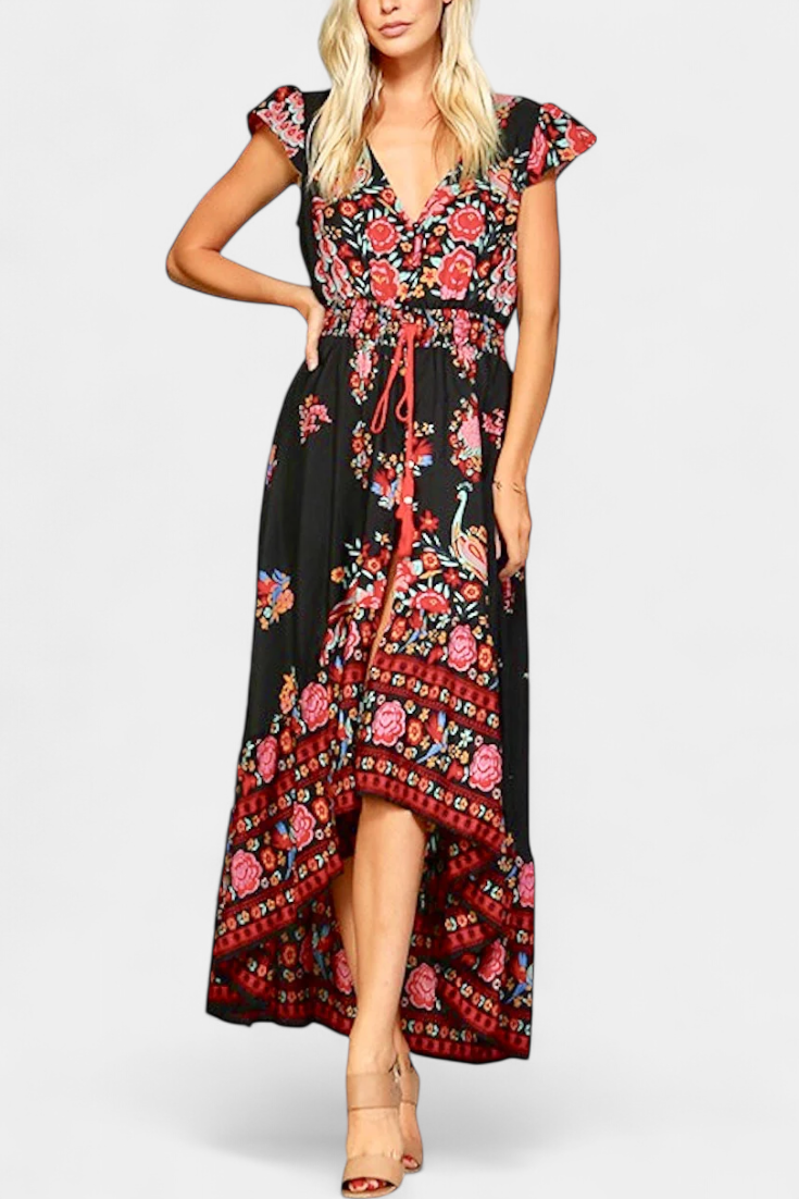 Chiara Vestido Boho Chic Floral con Cintura Ajustable