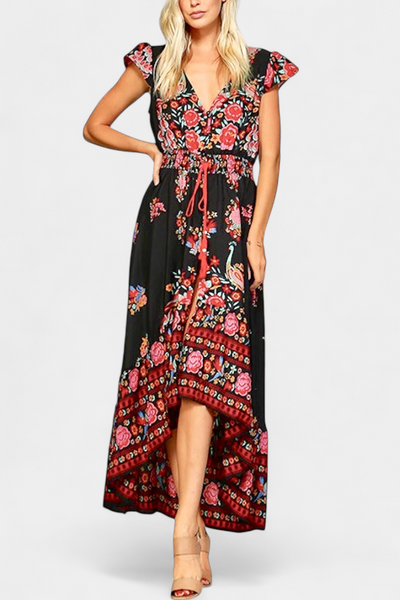 Chiara Vestido Boho Chic Floral con Cintura Ajustable