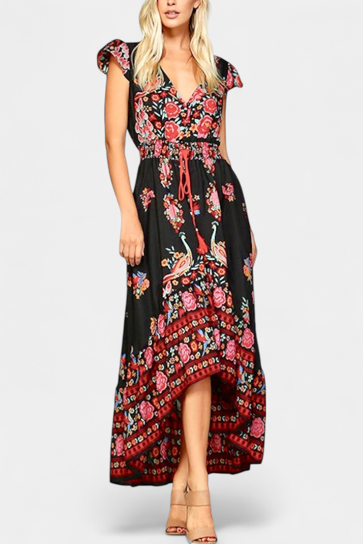 Chiara Vestido Boho Chic Floral con Cintura Ajustable