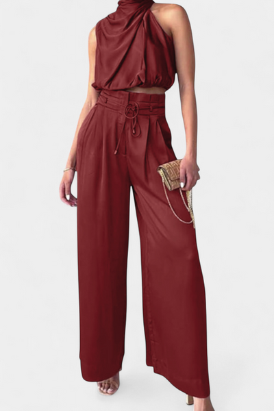 Conjunto de Dos Piezas Helira: Top Fluido y Pantalón Palazzo