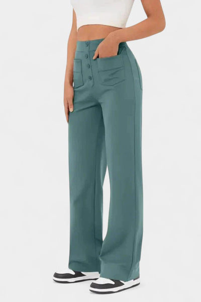 Nova Pantalones de Cintura Alta con Corte Recto y Elasticidad