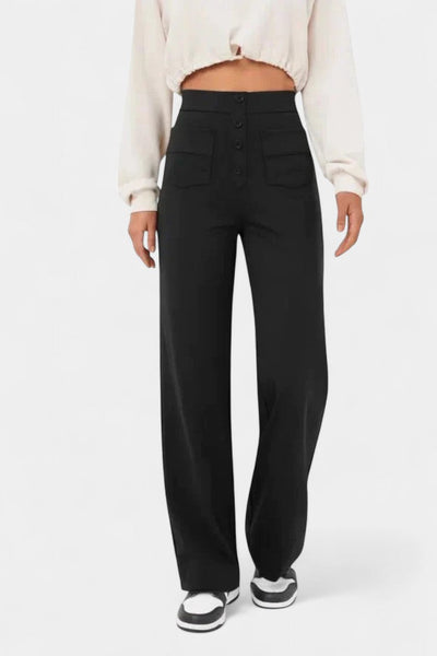 Nova Pantalones de Cintura Alta con Corte Recto y Elasticidad