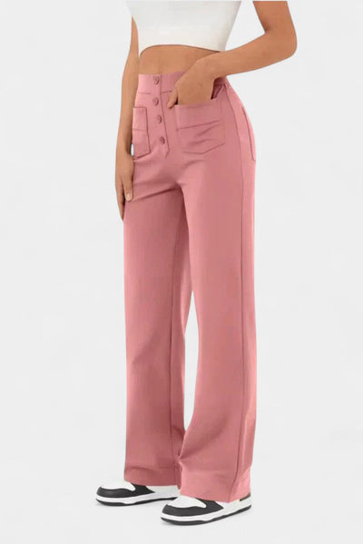 Nova Pantalones de Cintura Alta con Corte Recto y Elasticidad