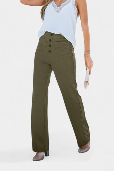 Nova Pantalones de Cintura Alta con Corte Recto y Elasticidad