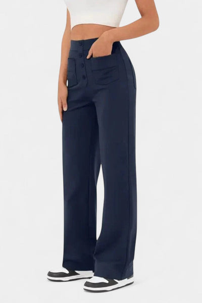 Nova Pantalones de Cintura Alta con Corte Recto y Elasticidad