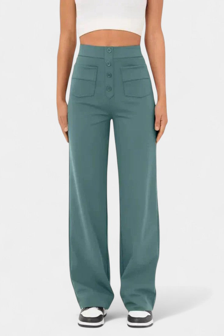 Nova Pantalones de Cintura Alta con Corte Recto y Elasticidad