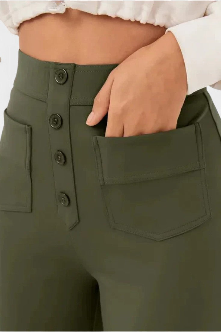 Nova Pantalones de Cintura Alta con Corte Recto y Elasticidad