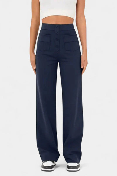 Nova Pantalones de Cintura Alta con Corte Recto y Elasticidad