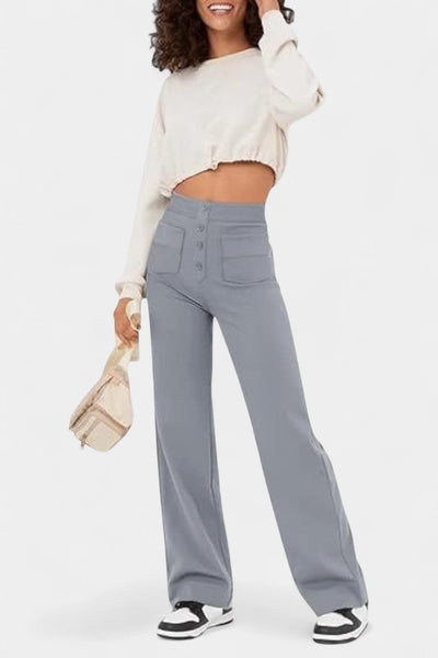Nova Pantalones de Cintura Alta con Corte Recto y Elasticidad