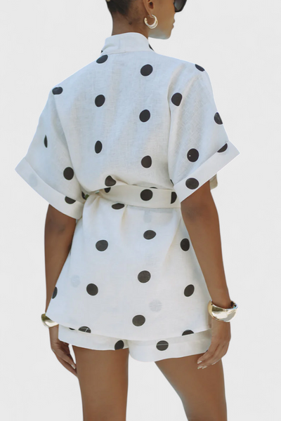 Conjunto de Kimono con Nudo y Shorts de Lunares Avila