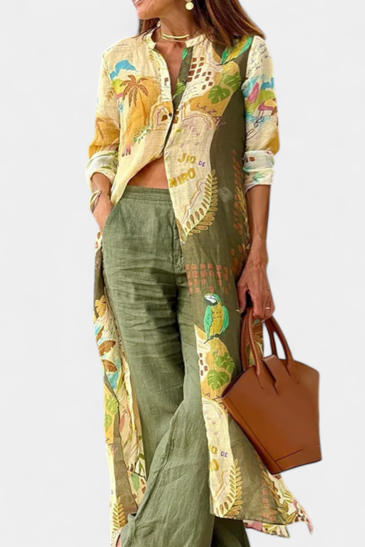 Conjunto de Lino Melvina con Diseño Clásico y Atemporal