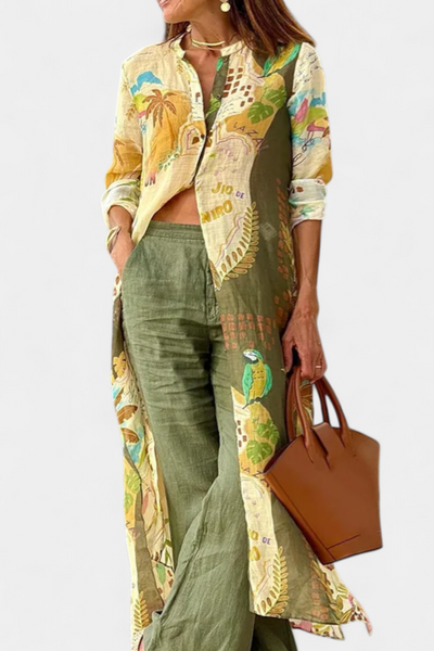 Conjunto de Lino Melvina con Diseño Clásico y Atemporal