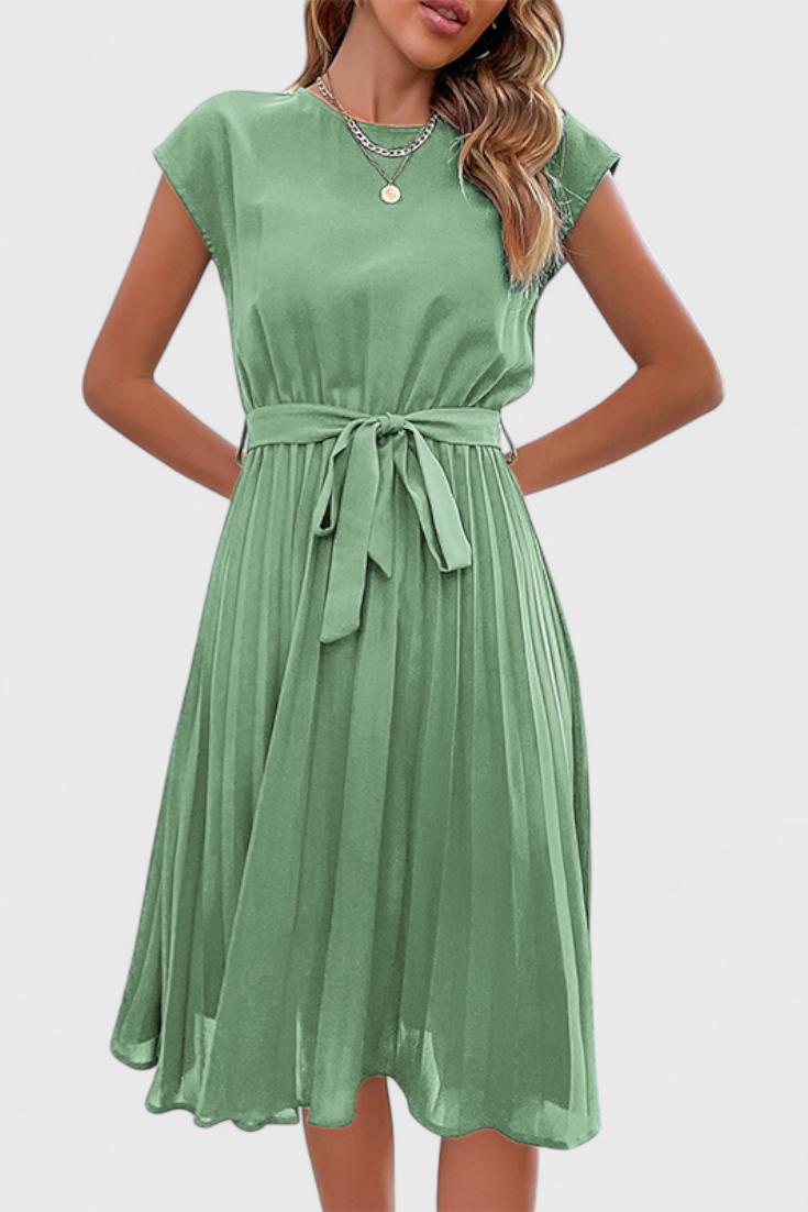 Vestido Midi Elegante Luxie de Tejido Ligero y Corte Suelto