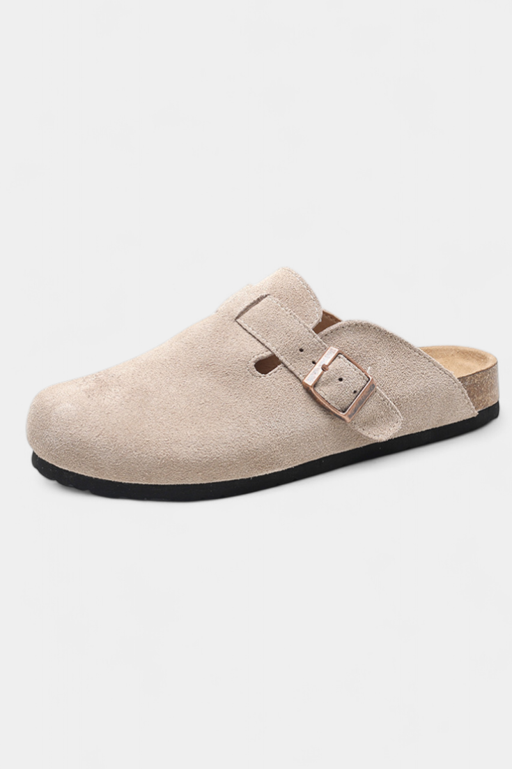Aubree Unisex Suede Clogs with Adjustable Buckle