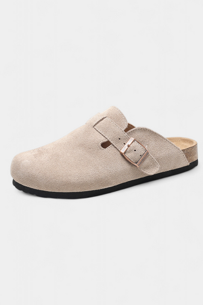 Aubree Unisex Suede Clogs with Adjustable Buckle